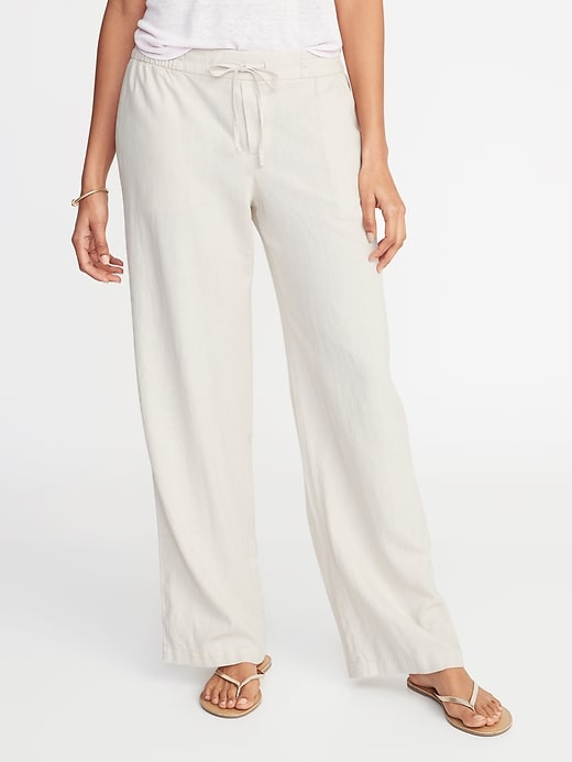 Mid-Rise Linen-Blend Pants for Women