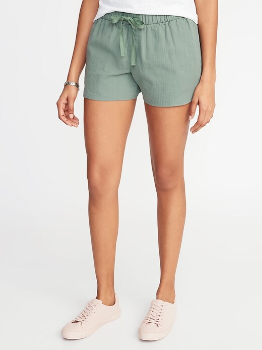 View large product image 1 of 2. Mid-Rise Twill Pull-On Shorts for Women - 4-inch inseam