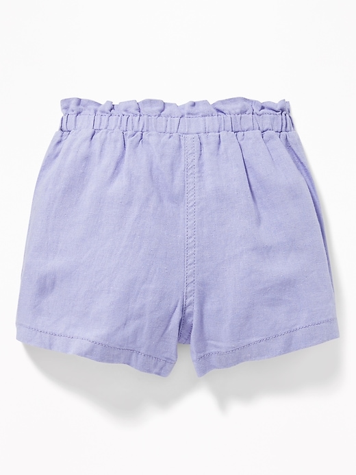 View large product image 2 of 2. Linen-Blend Paperbag-Waist Shorts for Toddler Girls