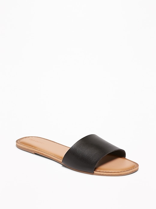Image number 1 showing, Faux-Leather Slide Sandals for Women