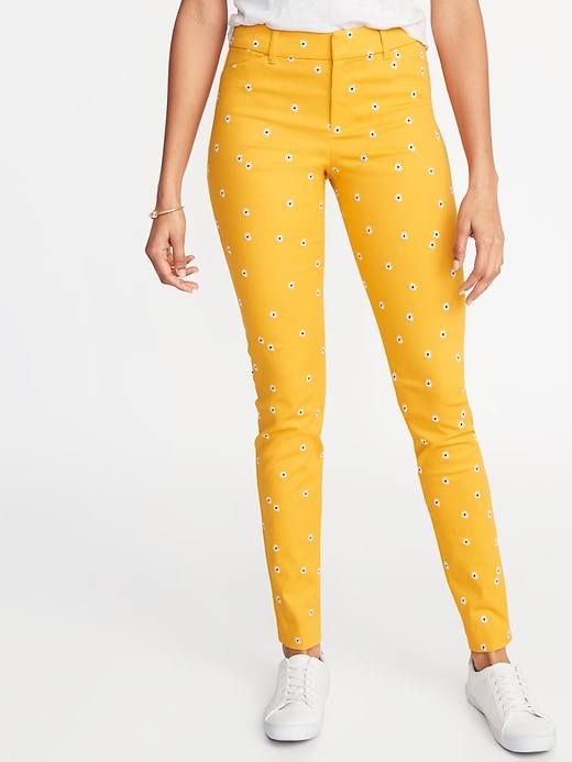 View large product image 1 of 3. Mid-Rise Daisy-Print Pixie Full-Length Pants for Women