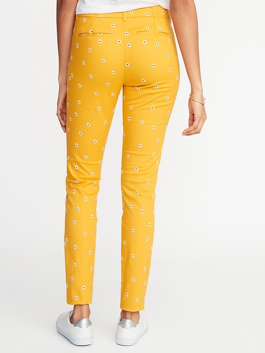 View large product image 2 of 3. Mid-Rise Daisy-Print Pixie Full-Length Pants for Women