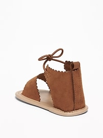 View large product image 3 of 4. Faux-Suede Scalloped-Strap Sandals for Baby