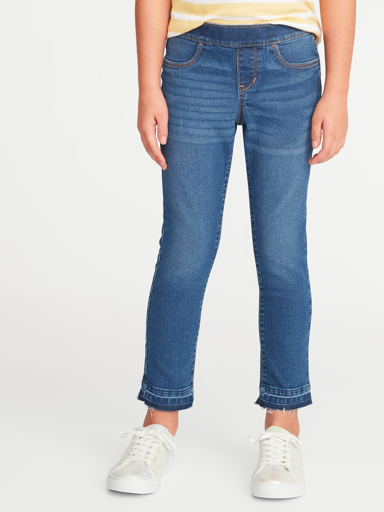 Let-Down Hem Pull-On Crop Skinny Jeans for Girls | Old Navy