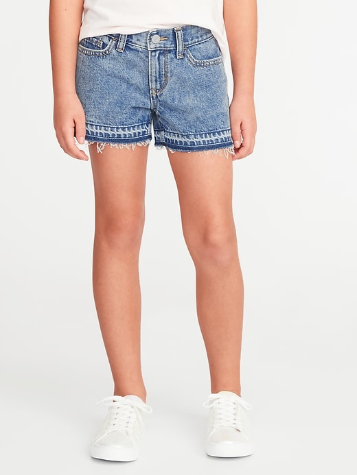 View large product image 1 of 3. Let-Down Hem Jean Cut-Off Shorts for Girls