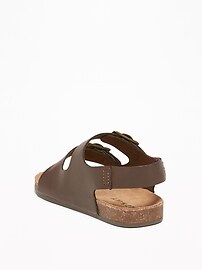 View large product image 3 of 4. Faux-Leather Double-Buckle Sandals for Baby