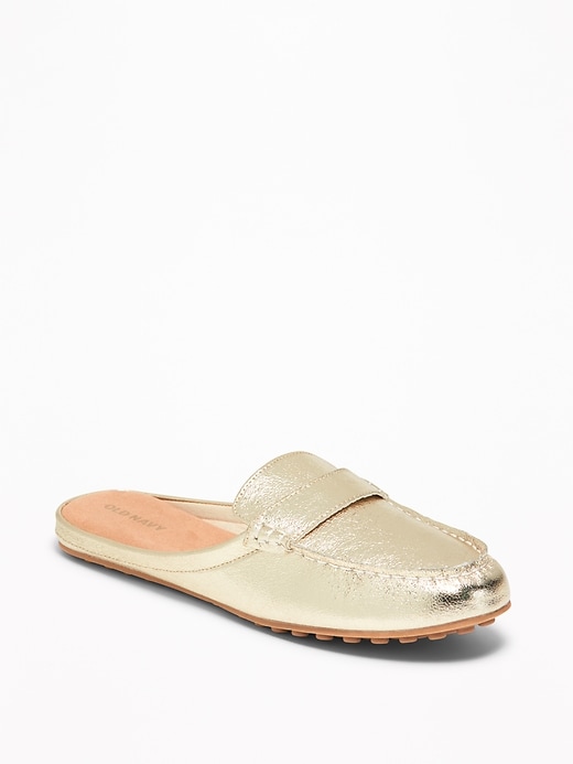 View large product image 1 of 1. Faux-Leather Moccasin Mules for Women