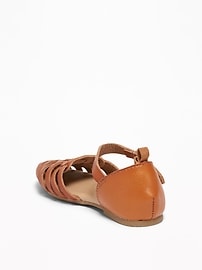View large product image 3 of 4. Faux-Leather Huarache Sandals For Toddler Girls