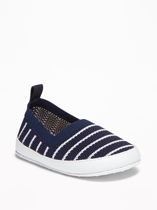 View large product image 1 of 4. Striped Textured-Knit Slip-Ons for Baby