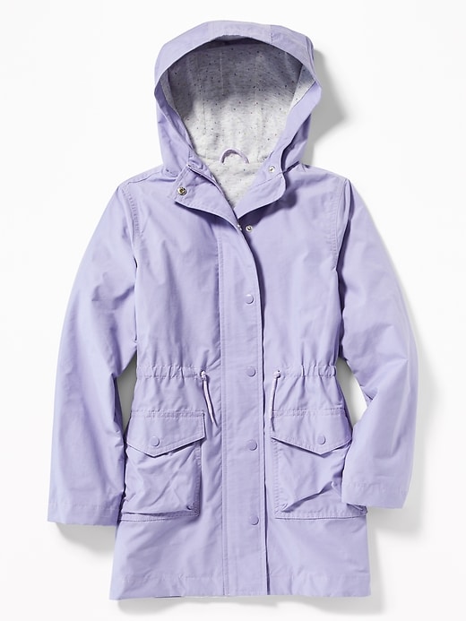 View large product image 1 of 1. Water-Resistant Poplin Hooded Anorak for Girls