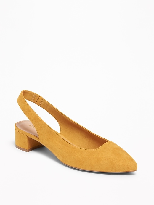 Image number 1 showing, Faux-Suede Sling-Back Mid-Heel Shoes for Women