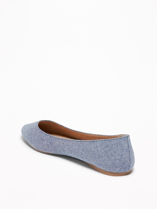 Image number 4 showing, Chambray Pointy-Toe Ballet Flats for Women