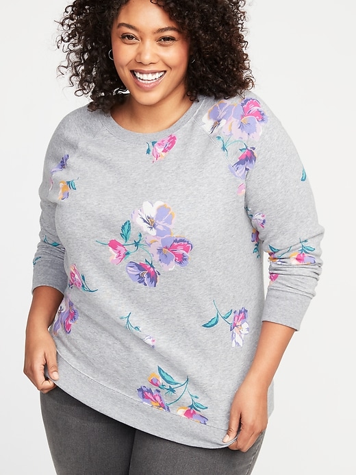 Image number 1 showing, Patterned French Terry Plus-Size Sweatshirt
