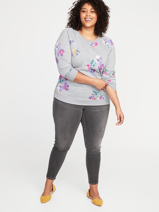 Image number 3 showing, Patterned French Terry Plus-Size Sweatshirt