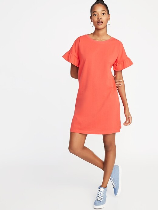 Image number 1 showing, Ruffle-Sleeve Tee Dress for Women