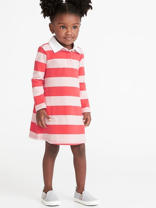 View large product image 1 of 3. Bold-Stripe Rugby Dress for Toddler Girls