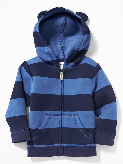 View large product image 1 of 2. Rugby-Stripe Critter Zip Hoodie for Baby