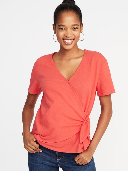 Textured Wrap-Front Side-Tie Top for Women