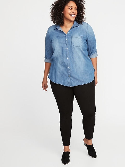Image number 3 showing, Classic Chambray No-Peek Plus-Size Shirt