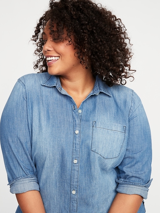 Image number 5 showing, Classic Chambray No-Peek Plus-Size Shirt