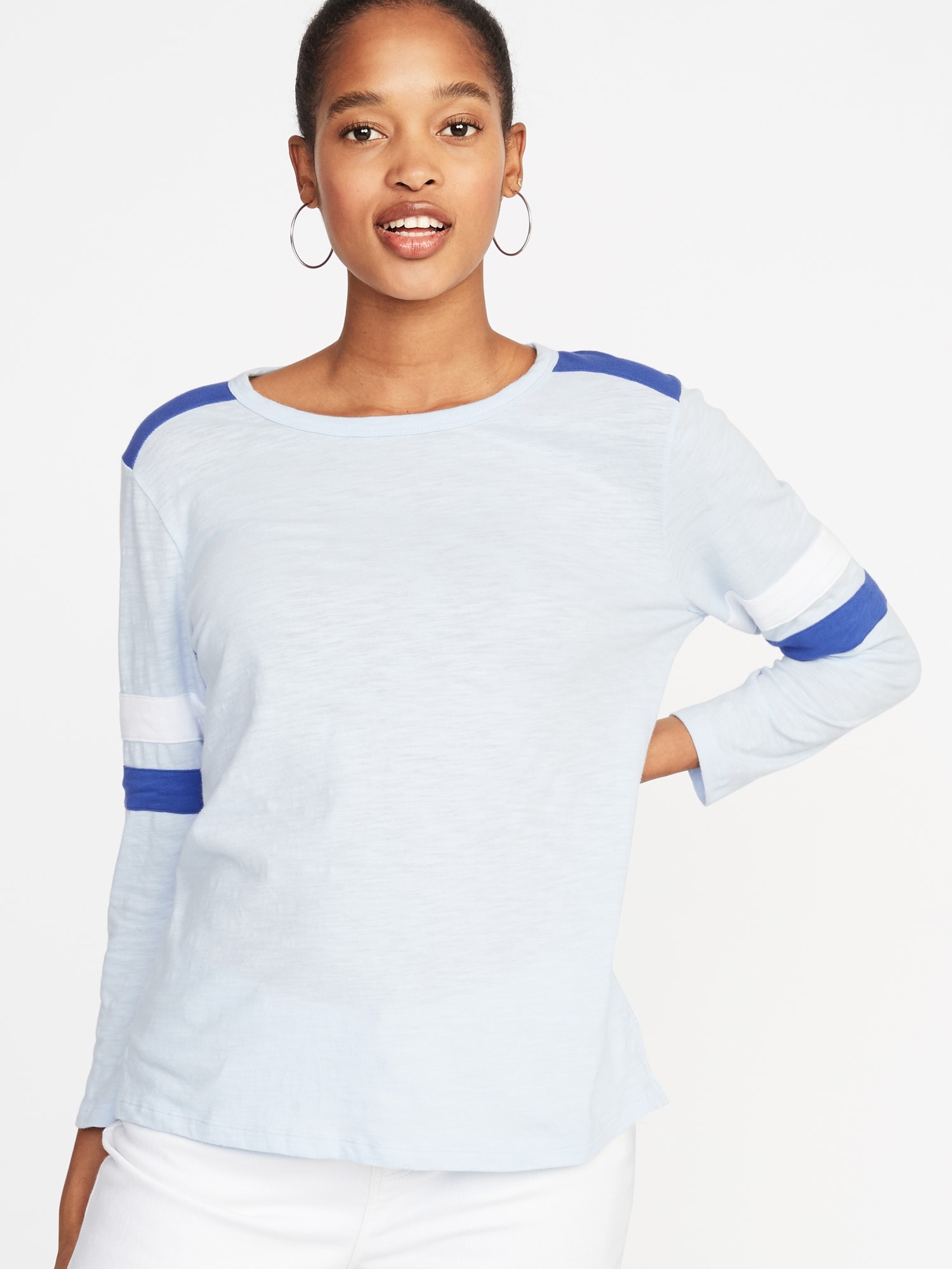 Relaxed Football-Style Slub-Knit Tee for Women | Old Navy