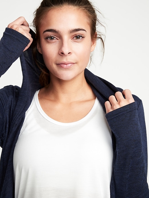 Image number 4 showing, Open-Front Jersey Hoodie for Women