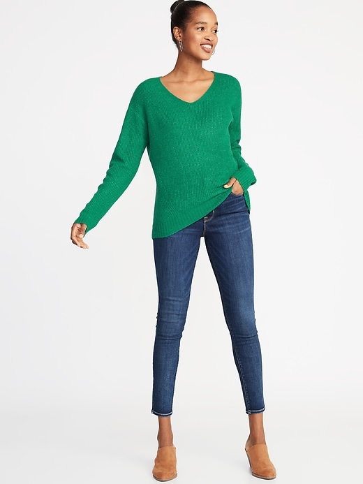 Image number 3 showing, Cozy V-Neck Sweater for Women