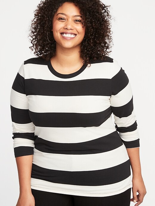 Image number 1 showing, Slim-Fit Plus-Size Striped Tee