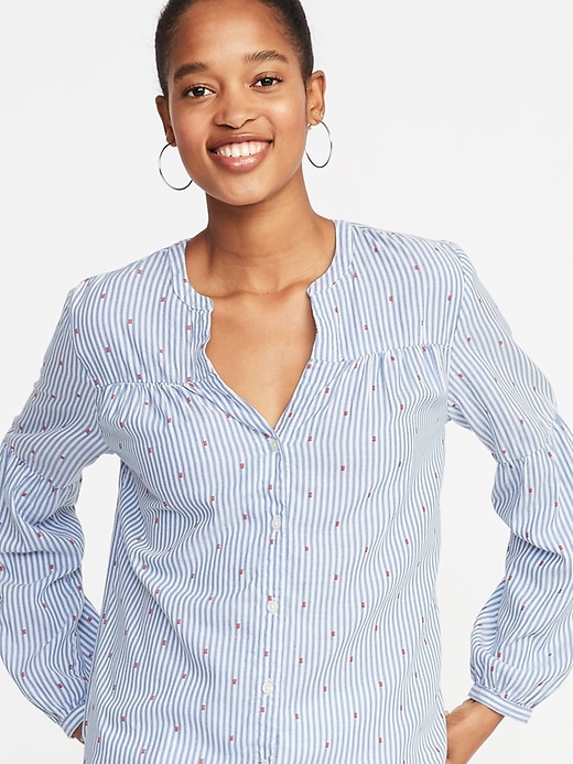 Image number 4 showing, Printed Button-Front Shirt for Women