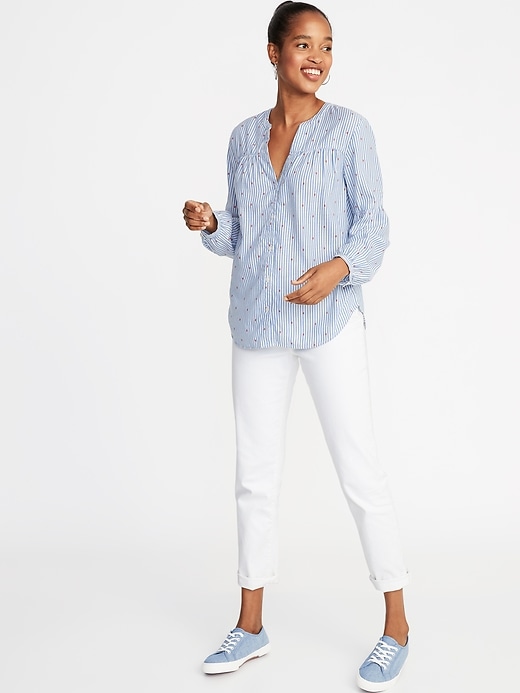 Image number 3 showing, Printed Button-Front Shirt for Women