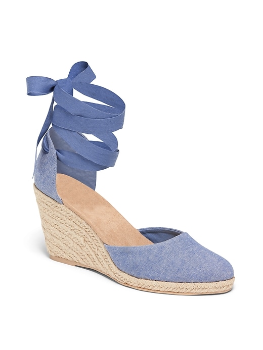 Image number 1 showing, Chambray Espadrille Wedges for Women