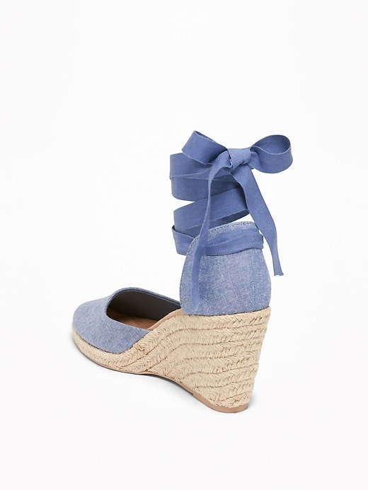 Image number 4 showing, Chambray Espadrille Wedges for Women