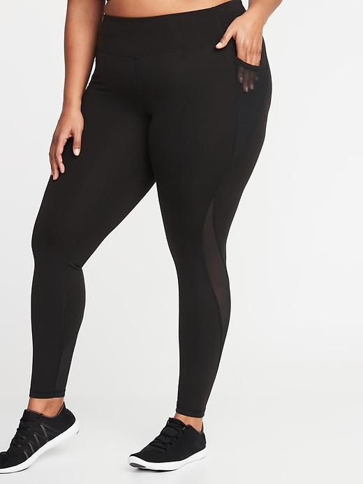 View large product image 1 of 3. High-Waisted Elevate Side-Pocket Compression Plus-Size Leggings