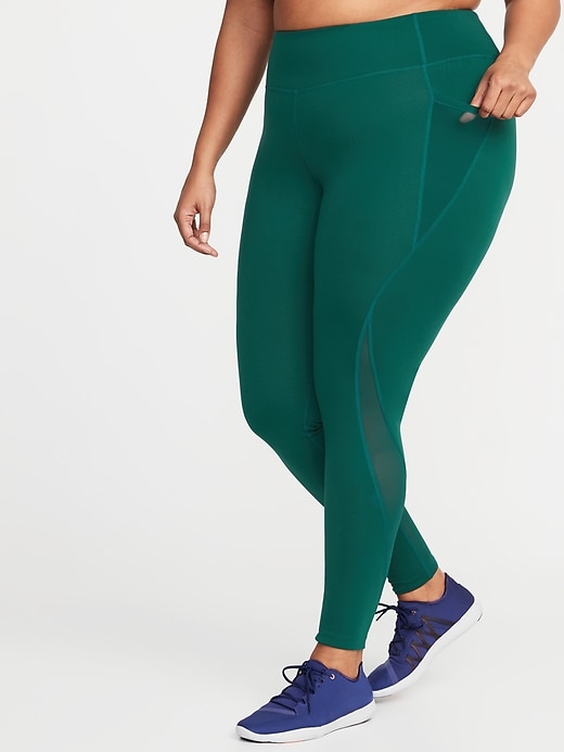 View large product image 1 of 1. High-Waisted Elevate Side-Pocket Compression Plus-Size Leggings