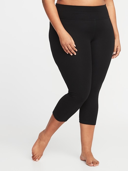 View large product image 1 of 3. High-Waisted Plus-Size PowerChill Yoga Crops