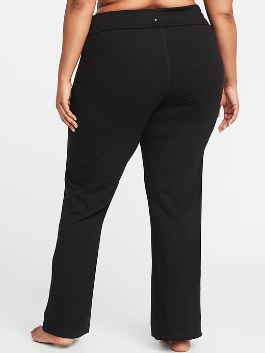 View large product image 2 of 3. Roll-Over 4-Way-Stretch Plus-Size Yoga Pants