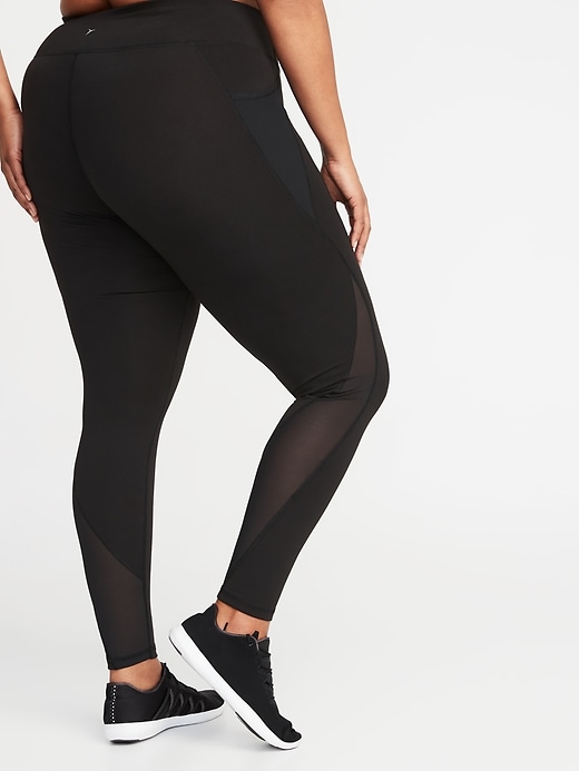 View large product image 2 of 3. High-Waisted Elevate Side-Pocket Compression Plus-Size Leggings