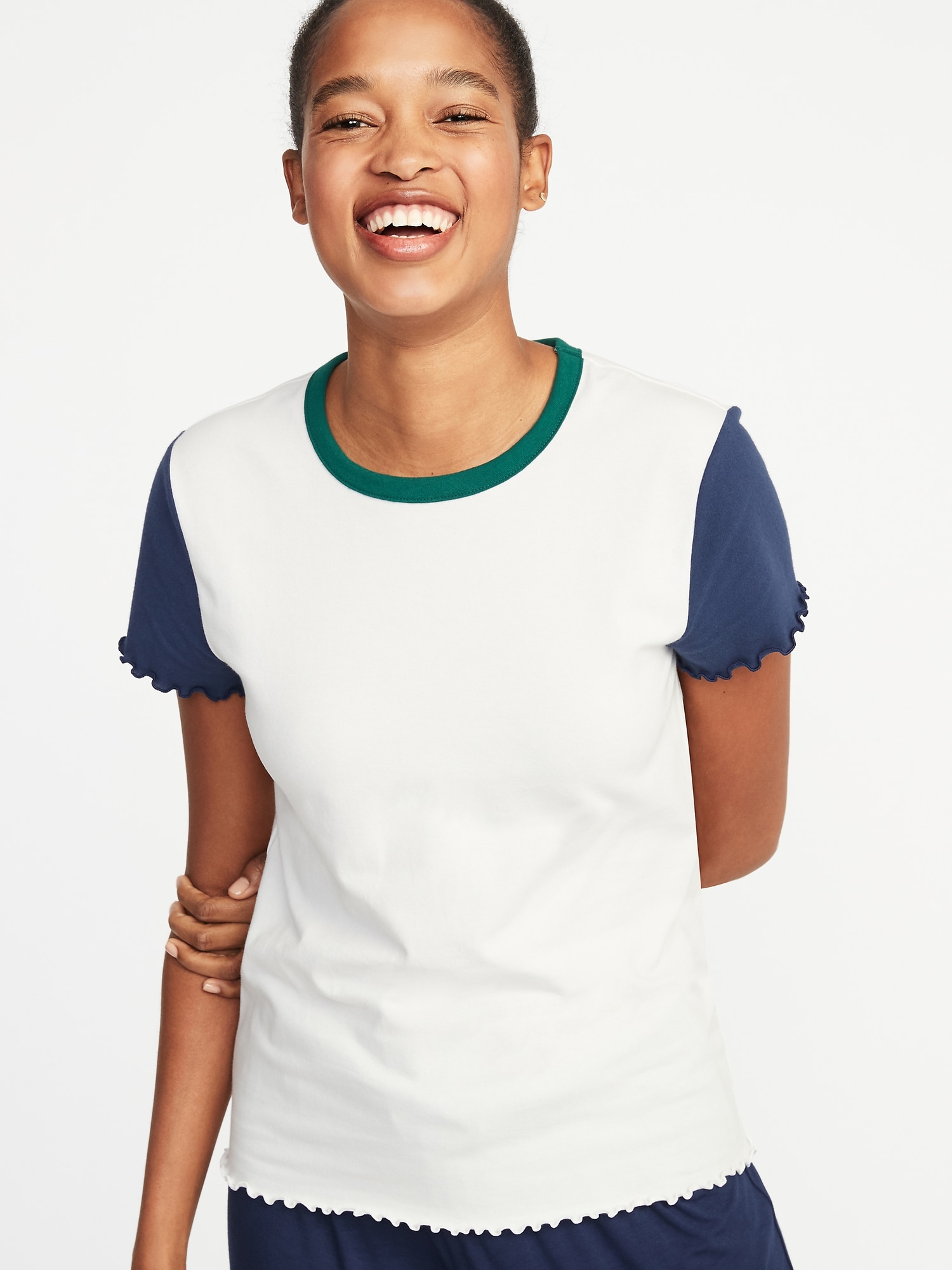 Ruffle-Trim Sleep Top for Women