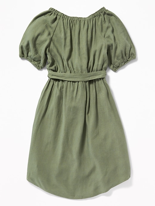 View large product image 2 of 3. Linen-Blend Tie-Belt Shirt Dress for Girls