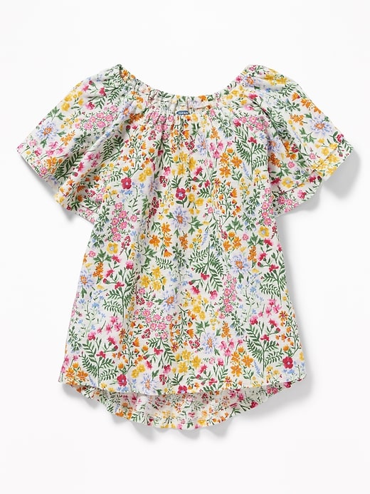 View large product image 2 of 3. Slub-Knit Floral-Print Flutter-Sleeve Tunic for Girls