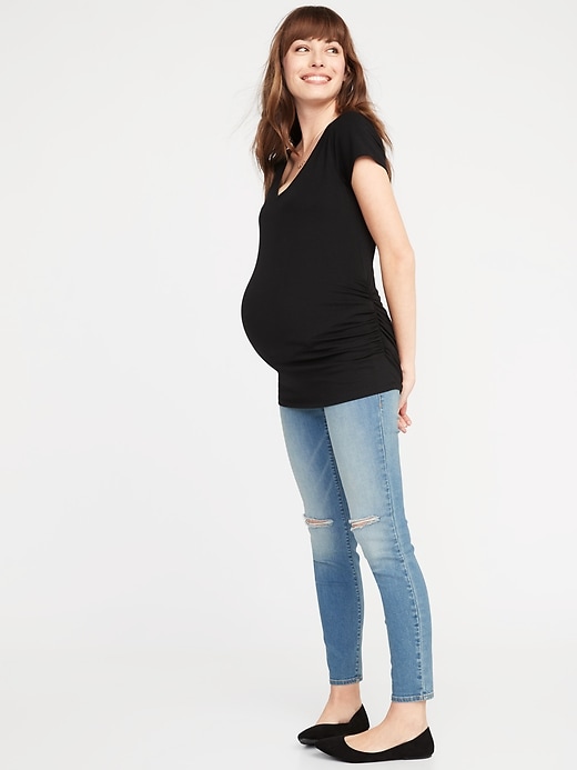 Image number 3 showing, Maternity Fitted V-Neck Tee