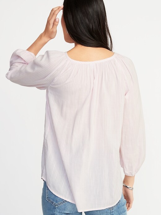 Image number 2 showing, Striped Balloon-Sleeve Top for Women