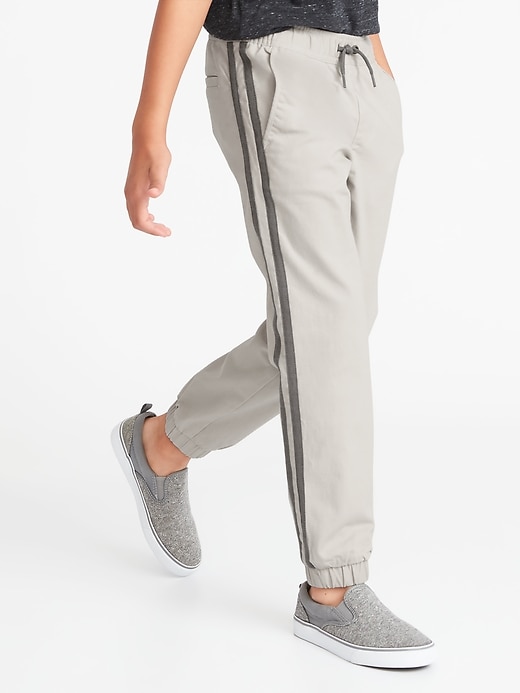 View large product image 1 of 3. Built-In Flex Side-Stripe Twill Joggers For Boys