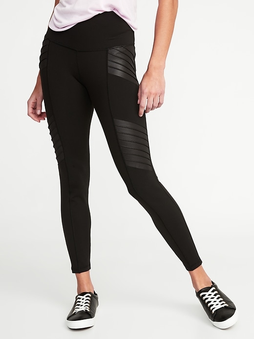 High-Waisted Moto 7/8-Length Street Leggings For Women