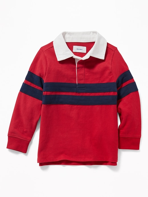View large product image 1 of 2. Thick-Knit Rugby-Stripe Polo for Toddler Boys
