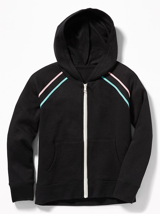View large product image 1 of 2. Retro Tipped-Stripe Slub-Knit Zip Hoodie for Girls