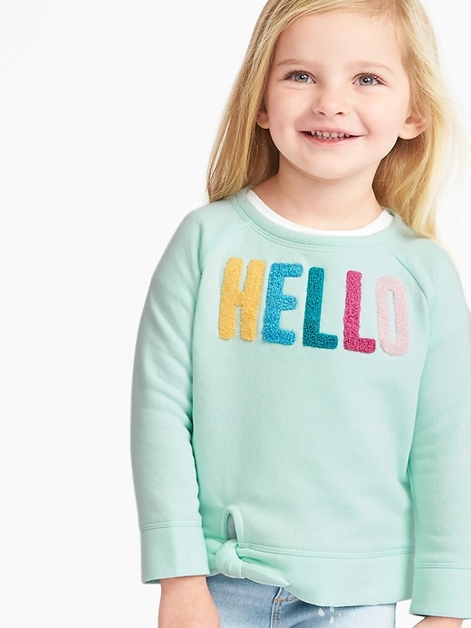 View large product image 1 of 1. Graphic Tie-Hem Sweatshirt for Toddler Girls