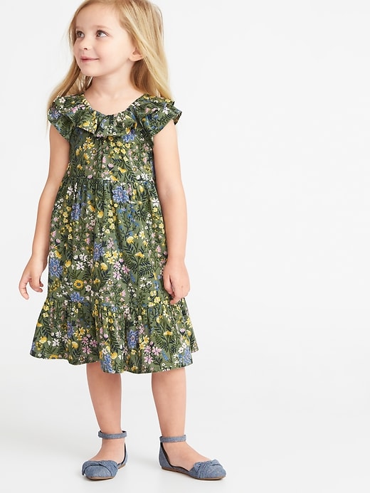 View large product image 1 of 1. Floral Tiered Swing Dress for Toddler Girls