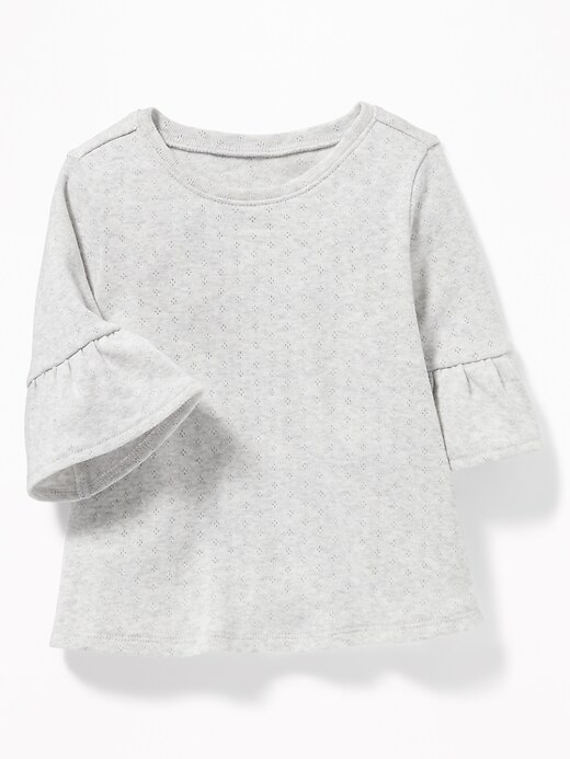View large product image 1 of 2. Bell-Sleeve A-Line Pointelle Sweater for Toddler Girls