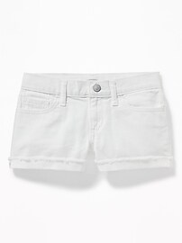 View large product image 3 of 3. Raw-Edged White Jean Shorts For Girls